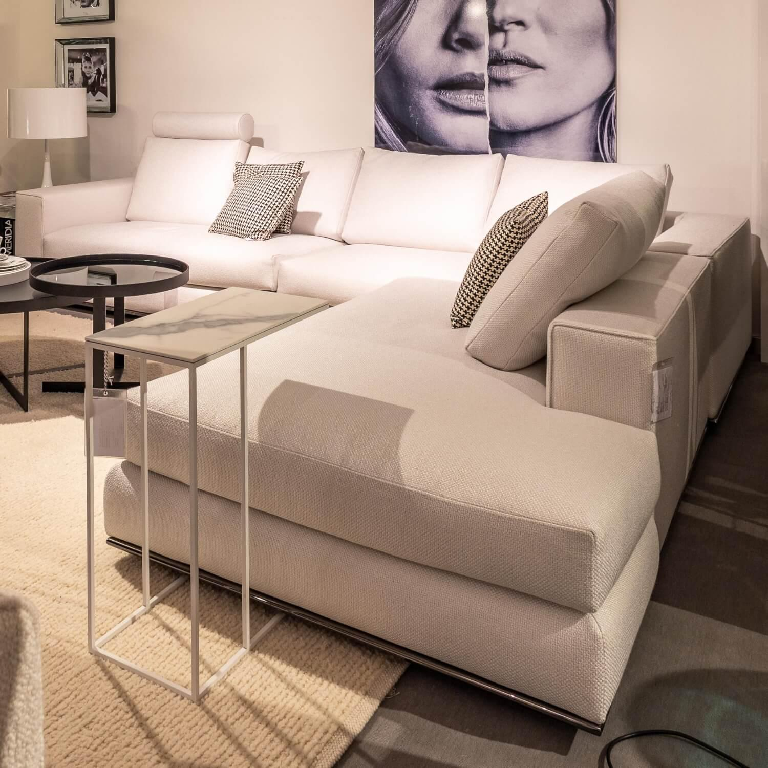 Minotti - Höhe, Sitzhöhe / Sofa Hamilton Stoff Double 01 Bianco Basis Nickel Schwarz - 3
