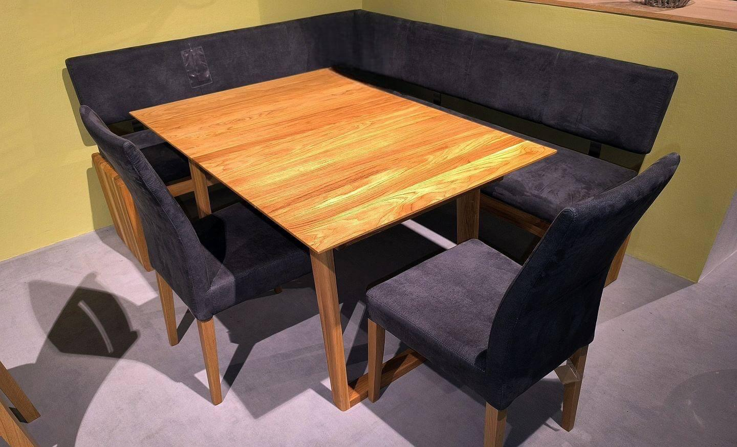 standard - Essgruppe Stresa Rouen Stuhl Stoff Canyon 96 Dunkelgrau Gestell Eiche Natur Geölt Tisch Eiche Rustikal Geölt - 5