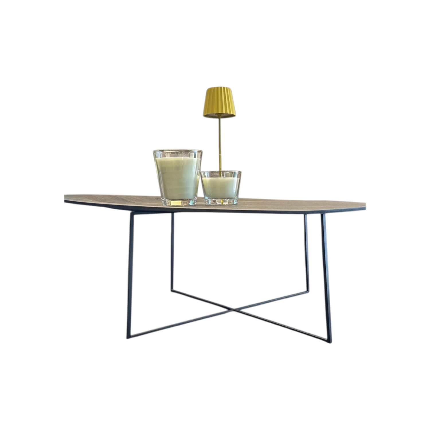 Molteni & C - Couchtisch Trevi TNR3 Platte Rund Eichenholz Grau Gestell Metall Zinnfarbig - 1