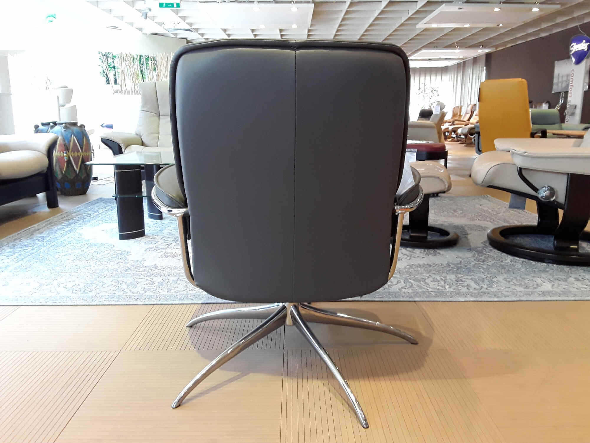 Stressless - Sessel City Low Back Leder Grau Star Base mit Hocker - 7