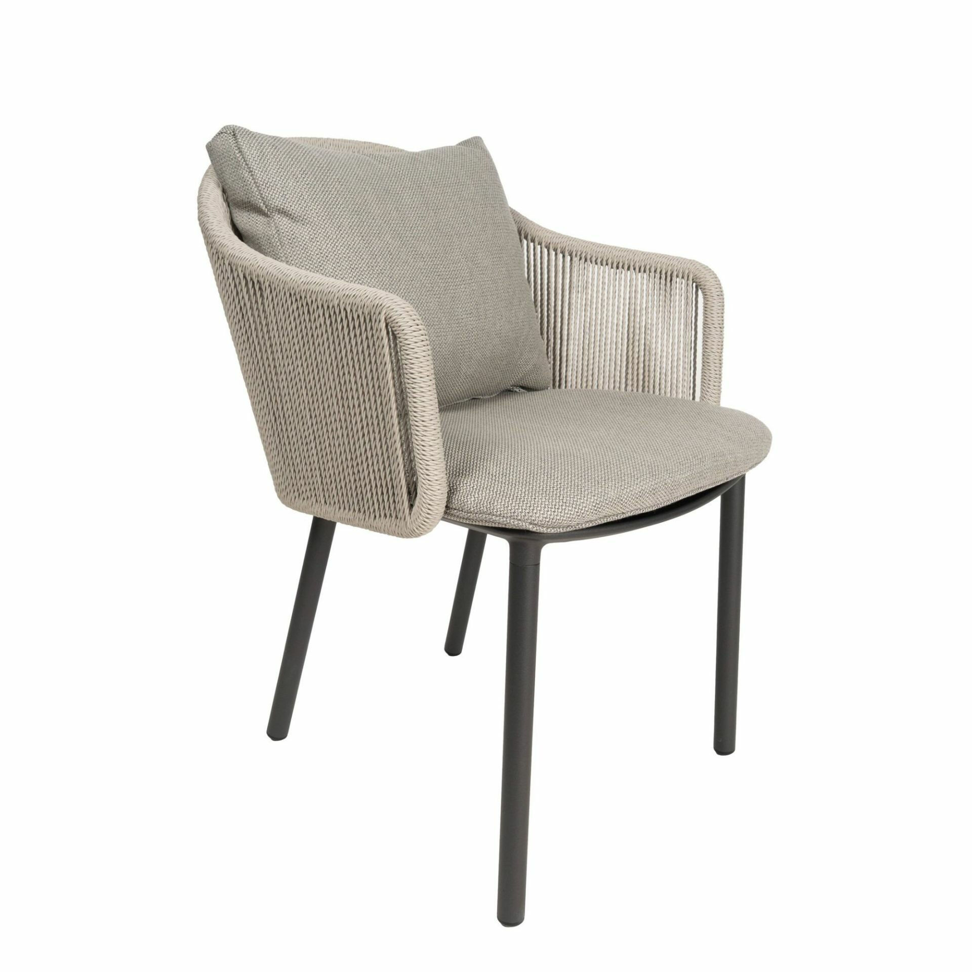 Tribù - Armlehnstuhl Senja Sitz Stoff Rustic Weave Dark Grey Grau Rücken Geflecht Canax Linen 10 Beige Gestell Aluminium Wenge 89 Schwarz Pulverbeschichtet - 3