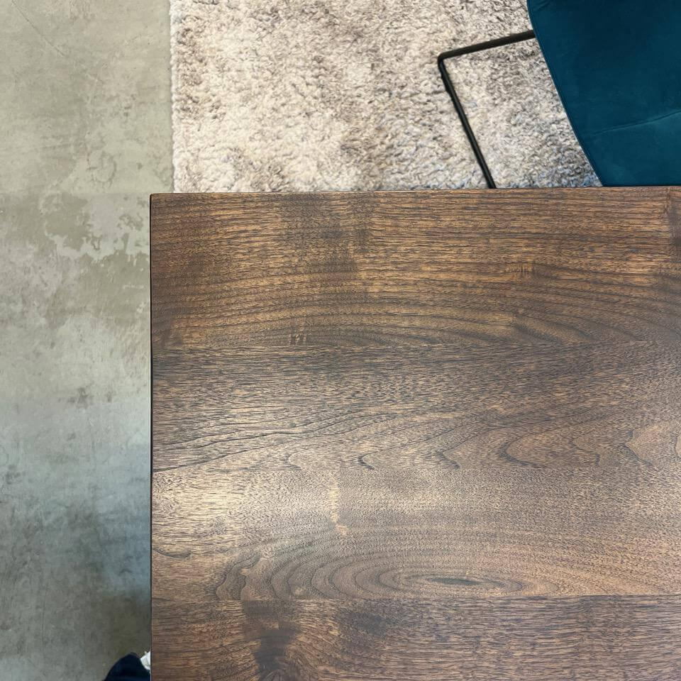 ASCO - Esstisch Lamello Nussbaum Rustikal Dunkel Geölt Fuß Wangen Schwarz Pulverbeschichtet - 4