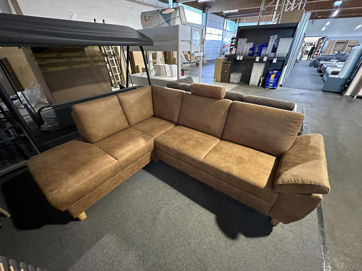 Pora - Ecksofa Florenz Bezug Leder Maniela Braun Füße Holz Mit Bettfunktion Und Bettkasten - 8