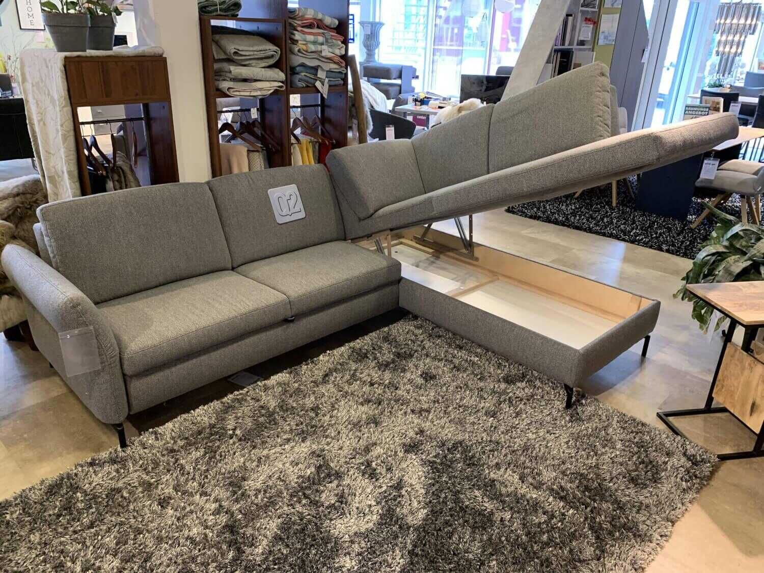 ADA - Ecksofa Domino 6383 Stoff 40 Grau RUK 9 - 5