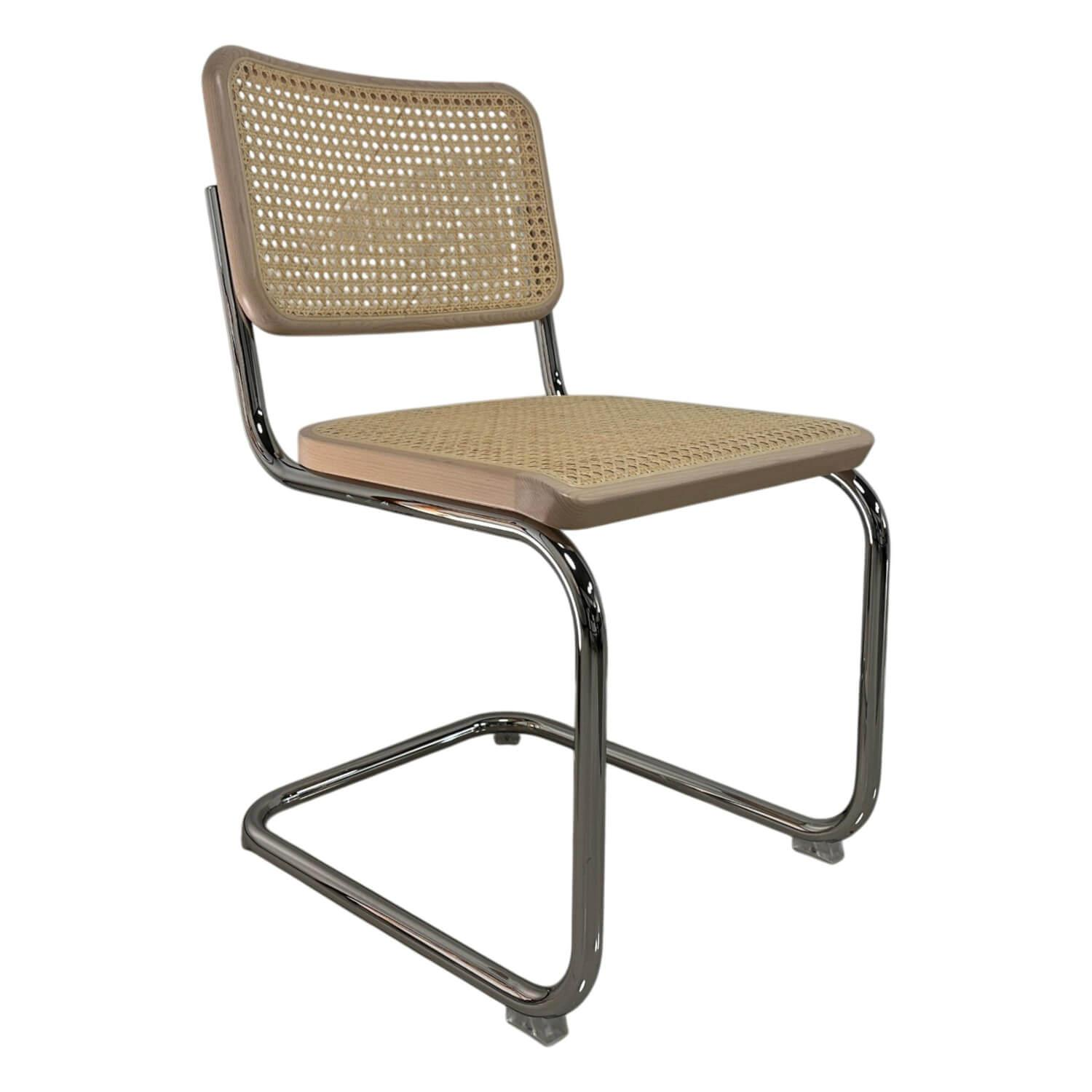 Thonet - Freischwinger S32 Gestell Stahlrohr Rohrgeflecht Kunststoffstützgewebe Rahmen Buche - 1
