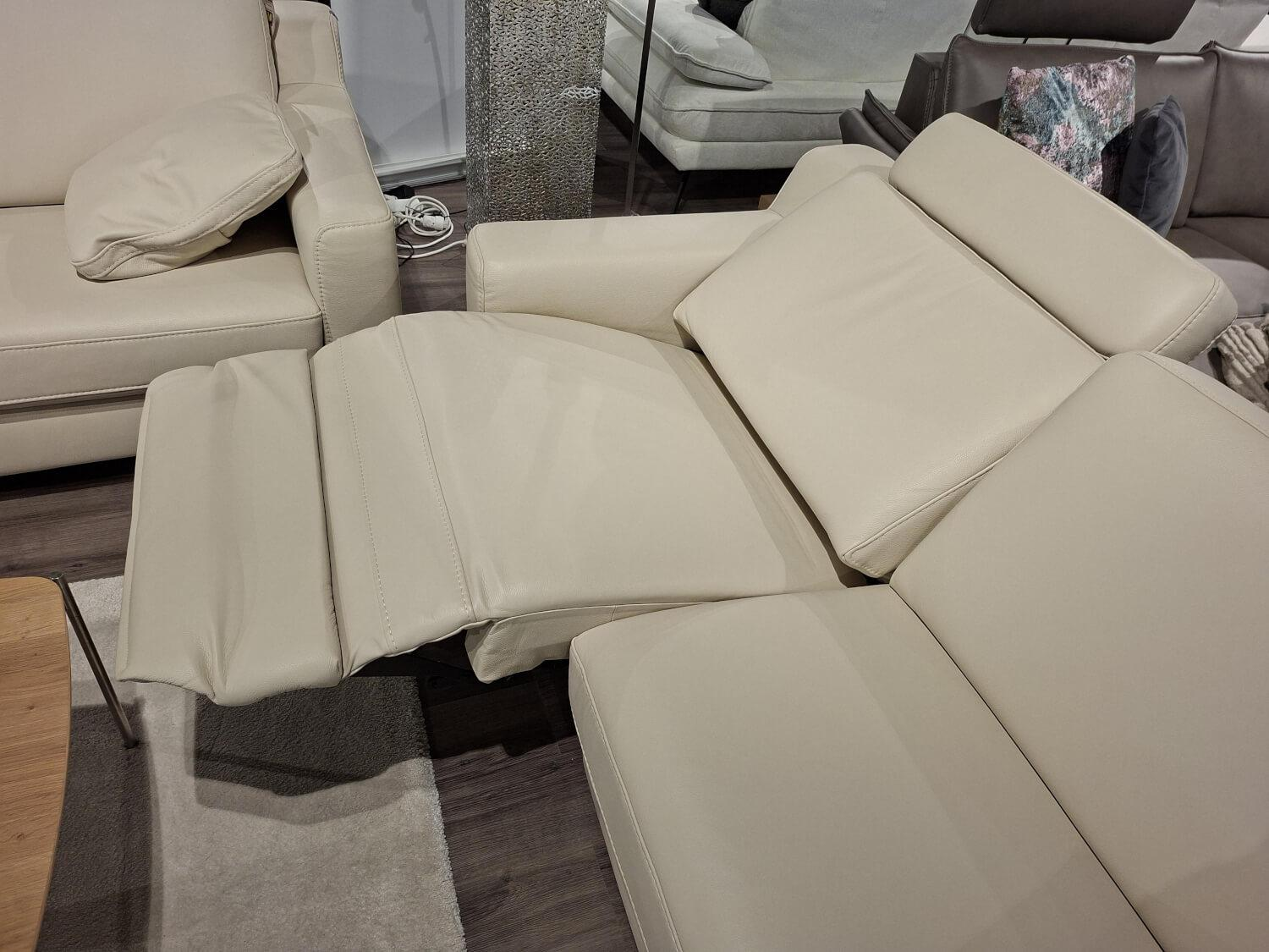 Hukla - Garnitur Sofastyle Leder BelVita Ecru Beige Metall Eckfuß 2 Sofas - 2