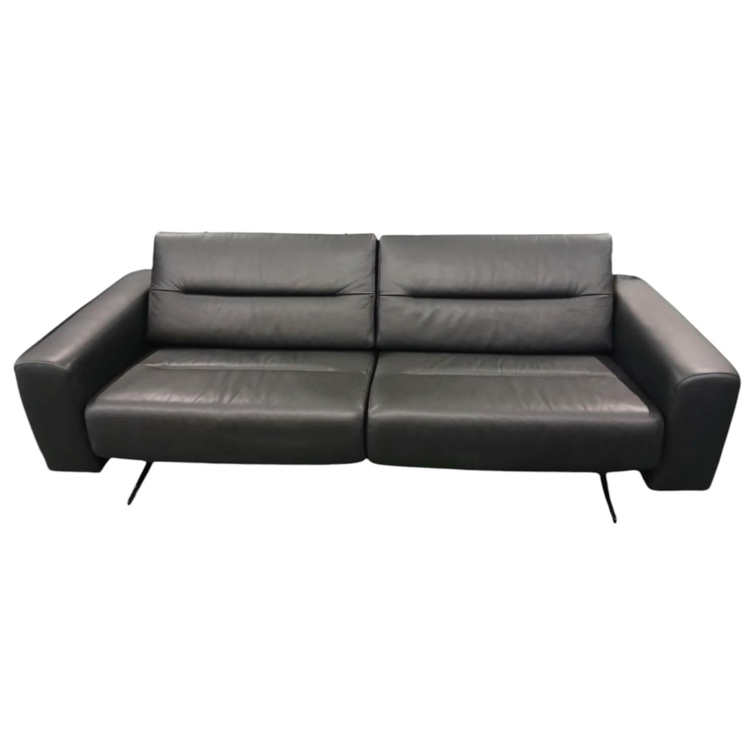 Stressless - Sofa Stella L Leder Noblesse Black Schwarz Fuß Kufe Stahl Schwarz Breite Armlehnen Ohne Kopfstützen - 1