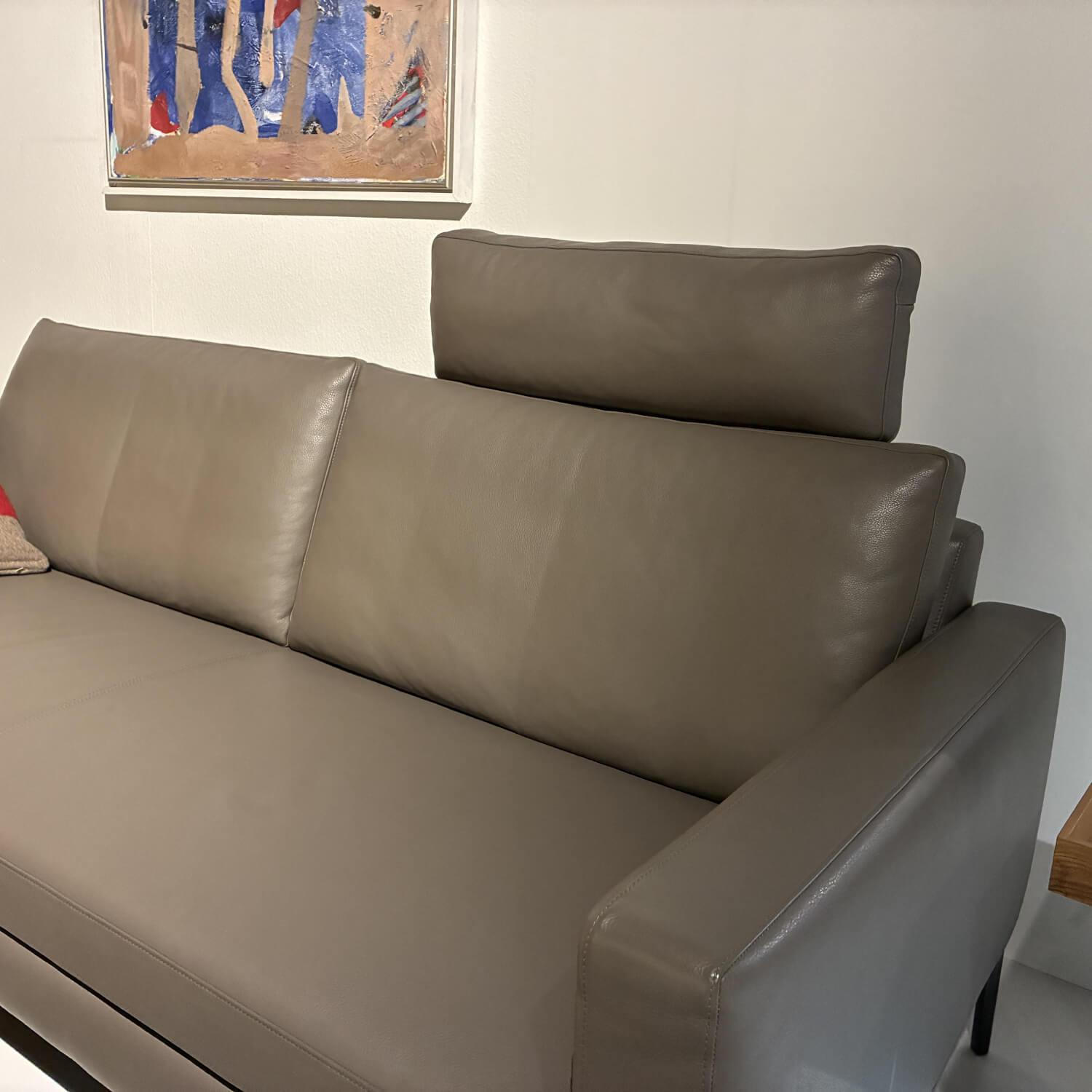 Intertime - Sofa Gil Leder Santana Terra L3385S Grau Braun Füße Metall Schwarz - 2