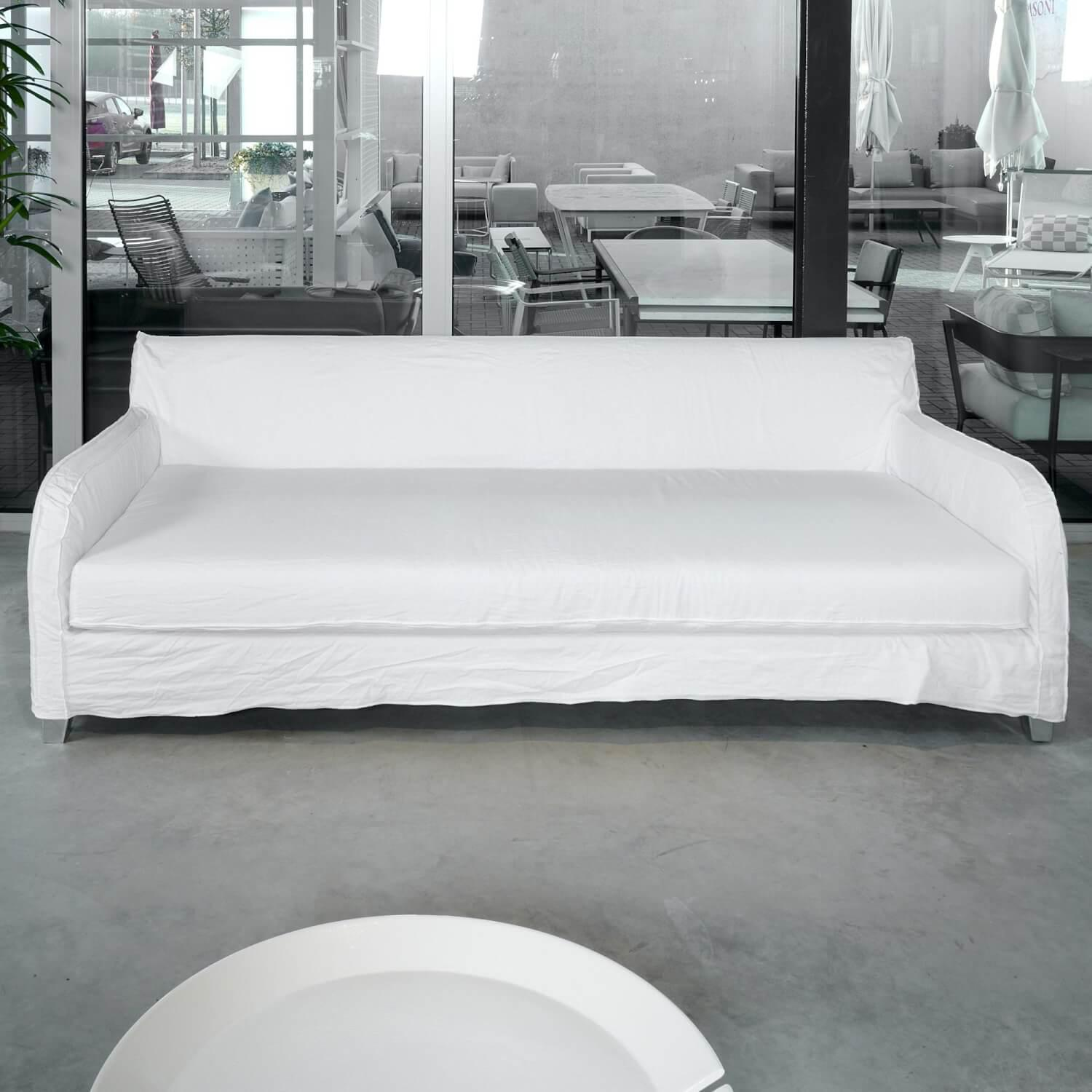 Sofa 2,5 Sitzer Next 16 Natural Lino Bianco Weiß Mit 5 Kissen
