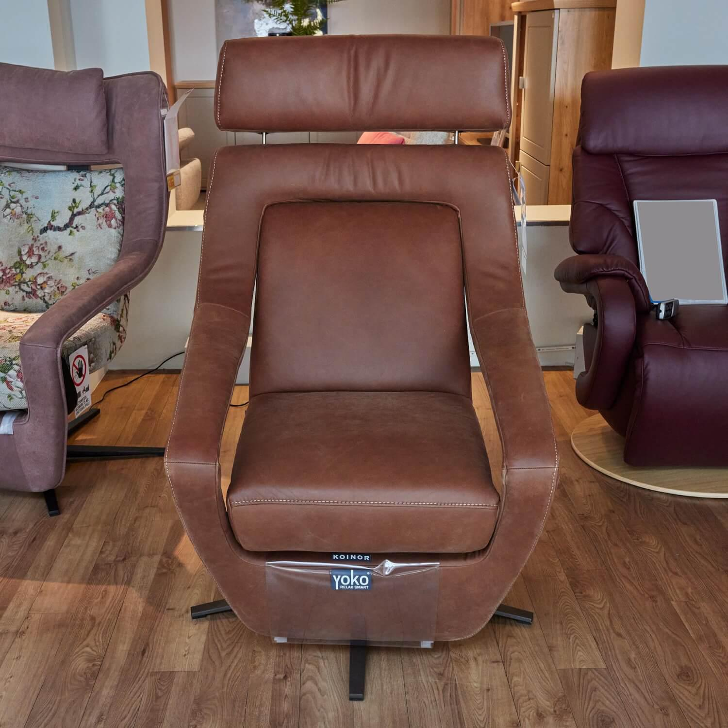 Koinor - Drehsessel Yoko 3 Leder D Velvet Bourbon 5 Braun Arm Metallkreuz Bronze Kopfteil Verstellbar Mit Motorischer Relaxfunktion - 2