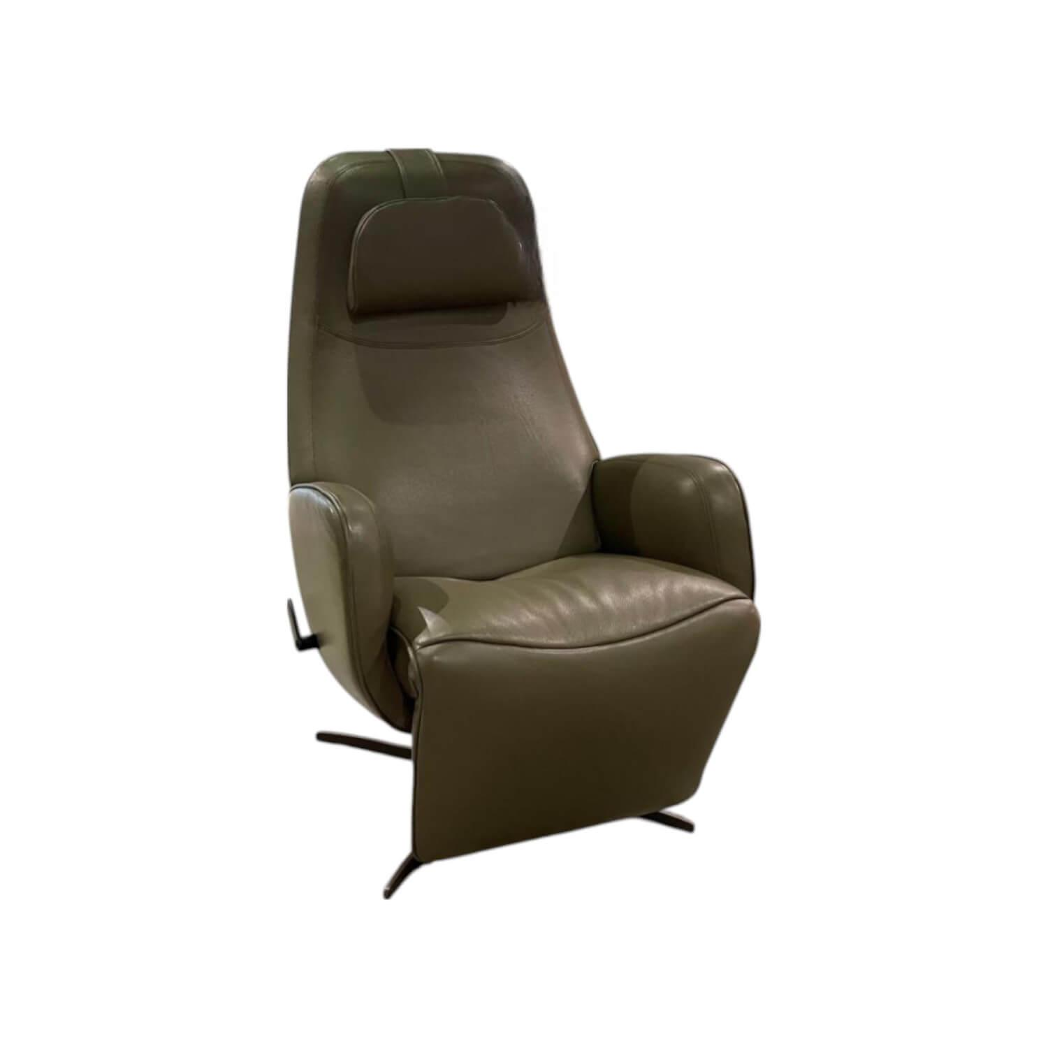 Jori - Relaxsessel Cosy Ghost Leder Lipano Oliva Grün Gestell 4 Sternfuß Bronze Matt Schwarz Lackiert Inklusive Kopfkissen - 1