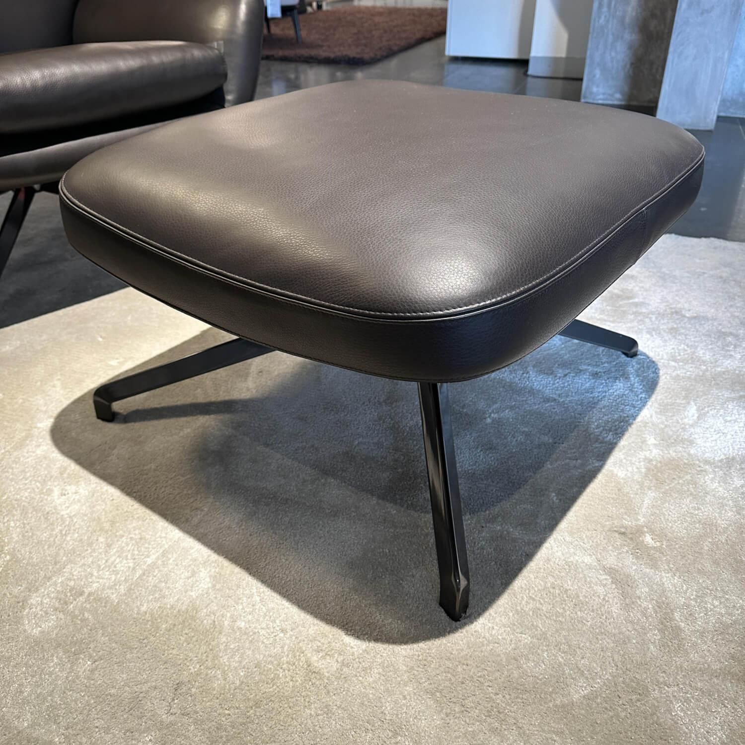 Minotti - Sessel Jensen Bergere Drehbar Leder Pelle Aspen 05 Torbe Braun Gestell Metall Schwarz - 15