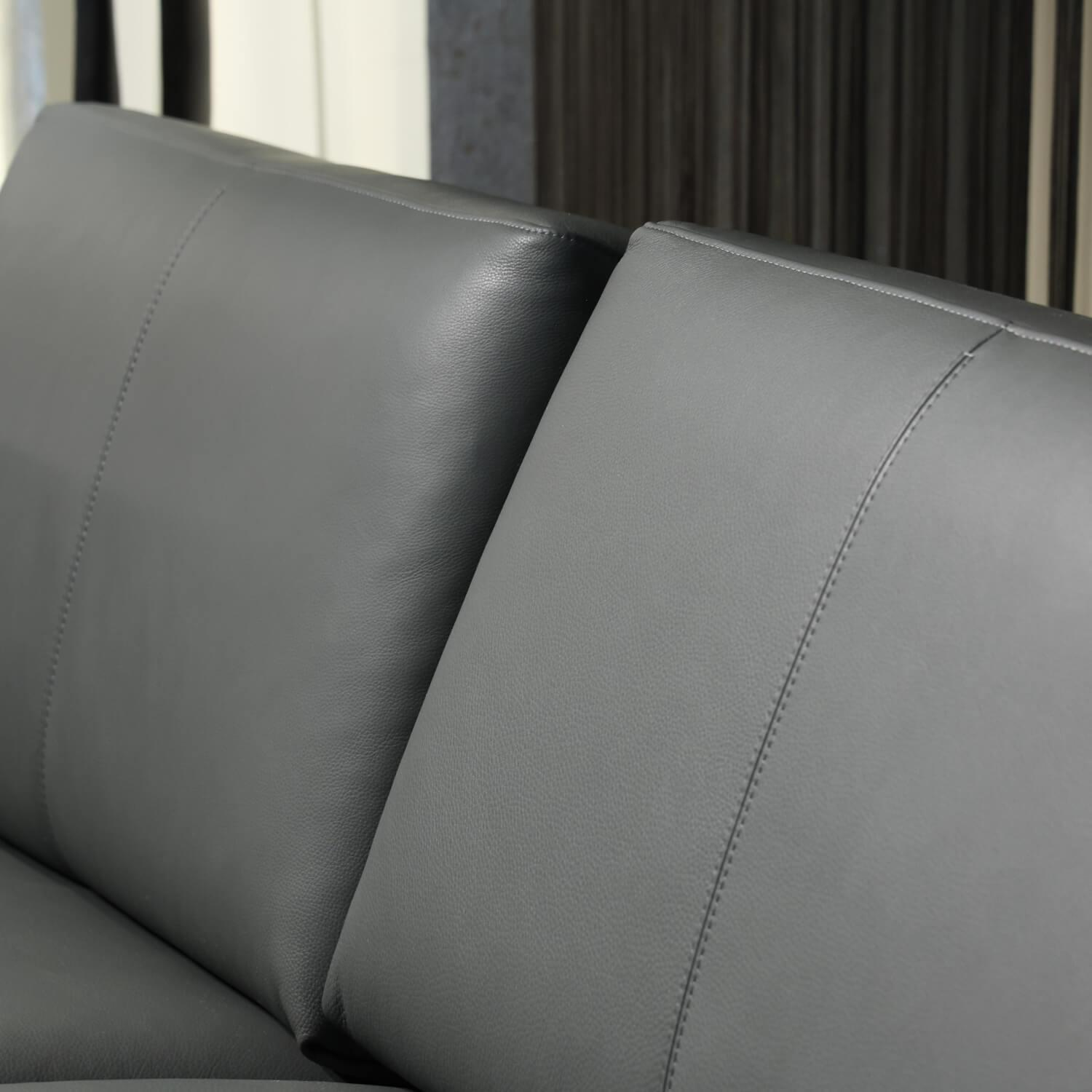 Leolux - Sofa Bellice 679 B20 Vollnarbenleder Raffino 109 Shark Schwarz Grau Gestell Epoxy Granite Matt - 5