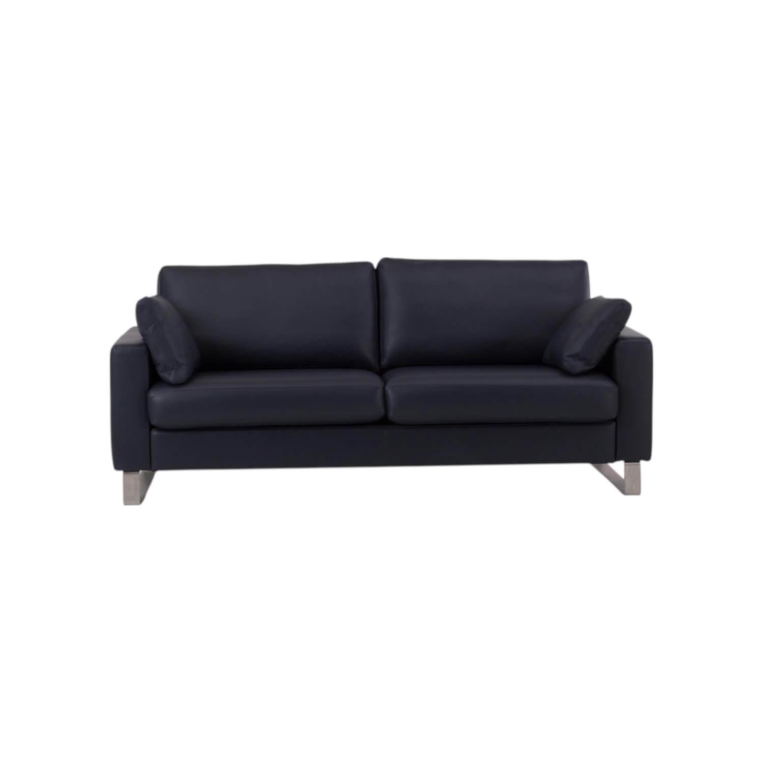 Werther - Sofa Variation 108 Leder L7060C Dunkelblau Füße Edelstahlkufen Silber Inklusive Kopfteilkissen - 1