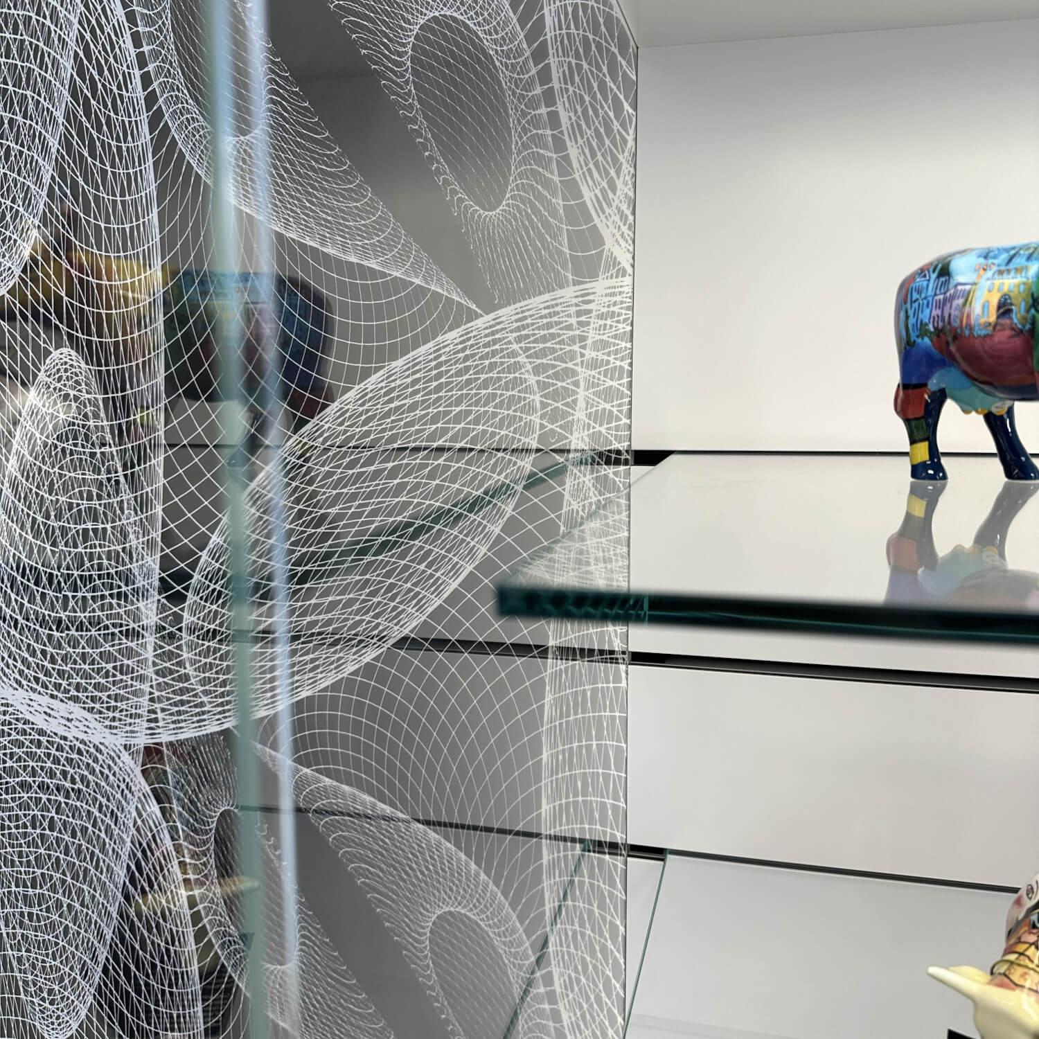 Interlübke - Highboard Just Cube Lack Schneeweiß M03 Weiß  Mit Vitrinenelement Glas Optiwhite Inklusive Beleuchtung Ohne Deko - 6