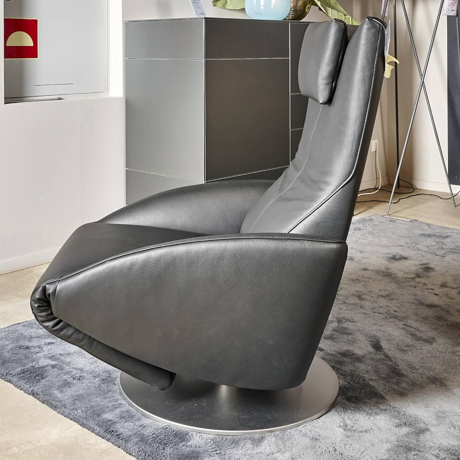 FSM - Relaxsessel Mate Mit Motorischer Verstellung Bezug Leder Living Black Drehteller Perlglanz - 10