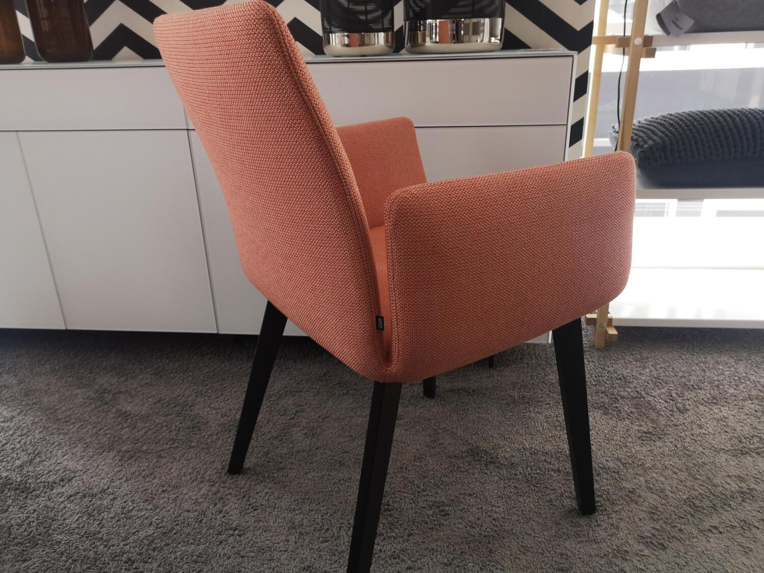 COR - Armchair Jalis Fabric 10071 Grapefruit Orange Red Frame solid oak dark lacquered With plastic glides - 3