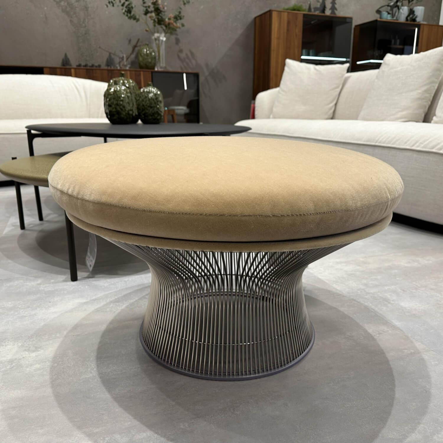 Walter Knoll - Hocker Platner Stoff Velvet Palomino Braun Beige Gestell Nickel Poliert - 3