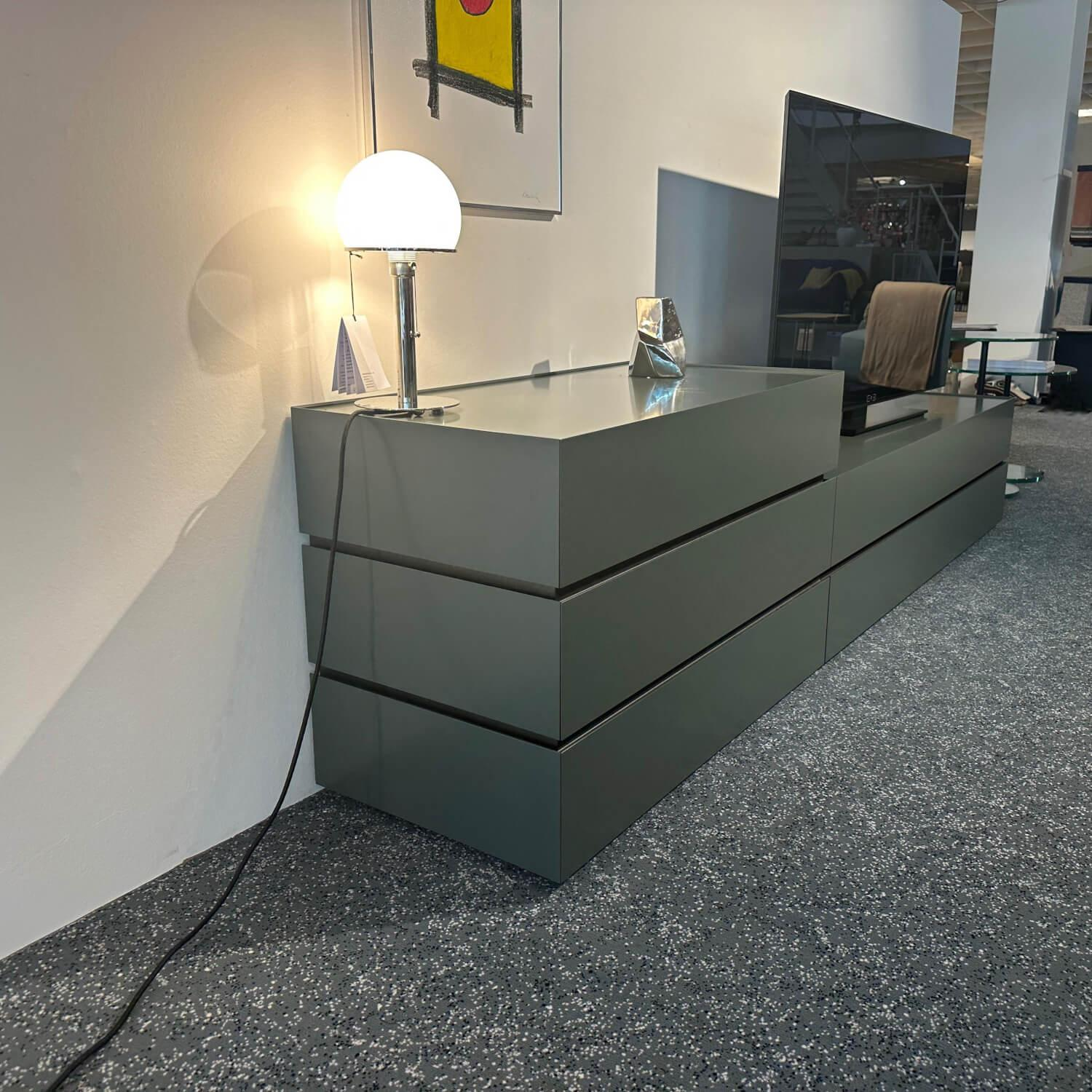 Interlübke - Sideboard Cube Bold Mattlack M81 Bahia Grau Grün Griffmulde 082 Brüniert - 8