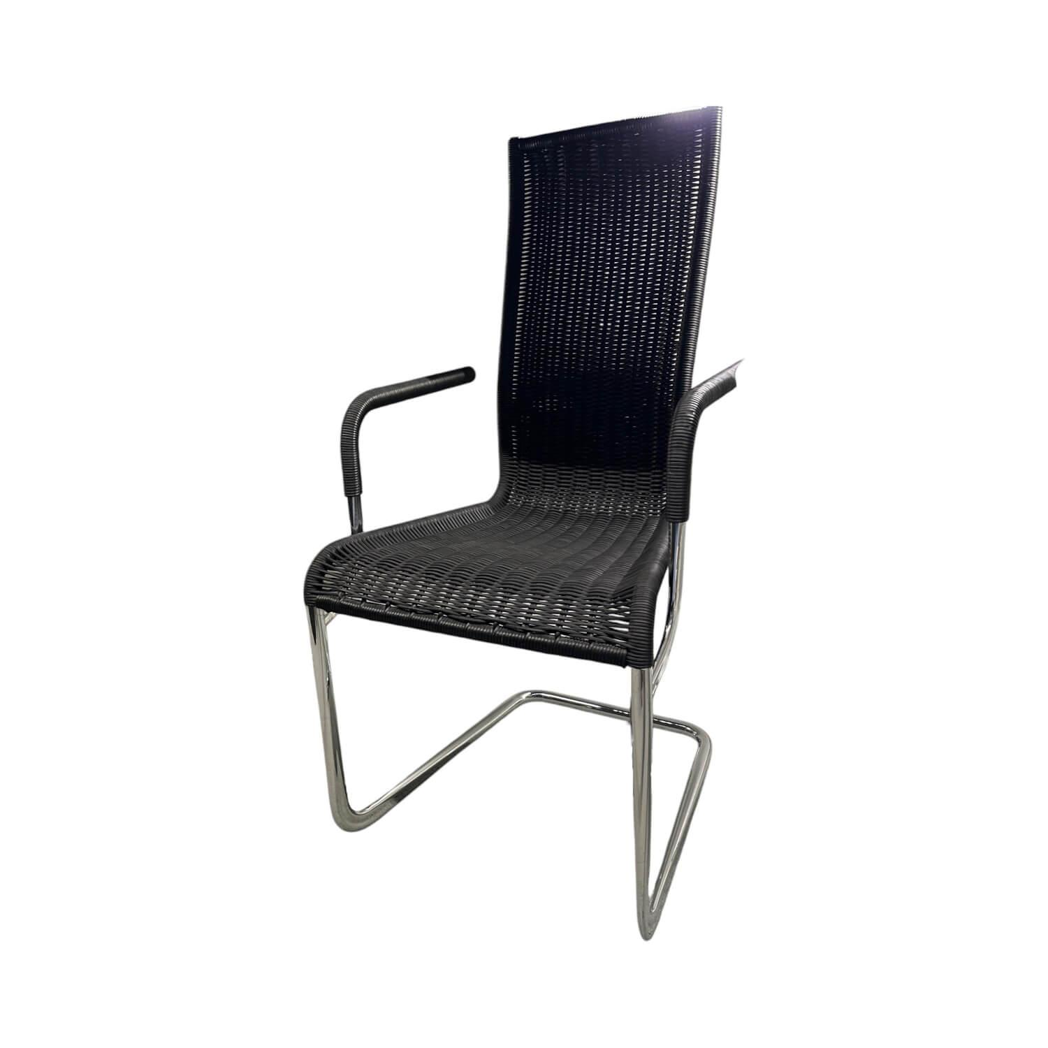 Tecta - Hochlehn Kragstuhl D26 Kunststoffgeflecht Schwarz Gestell Stahlrohr Verchromt - 1