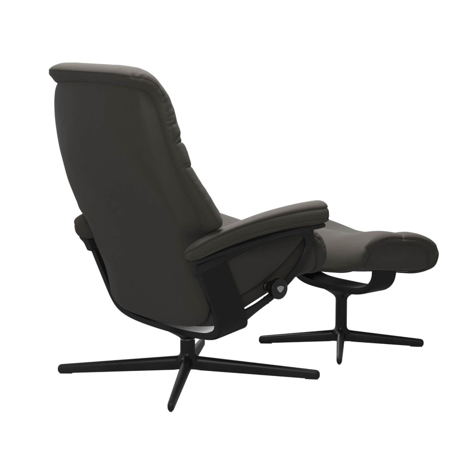 Stressless - Relaxsessel Sunrise M Leder Paloma 16 Metal Grey Grau Gestell Cross Metall 45 Matt Schwarz Mit Hocker - 4