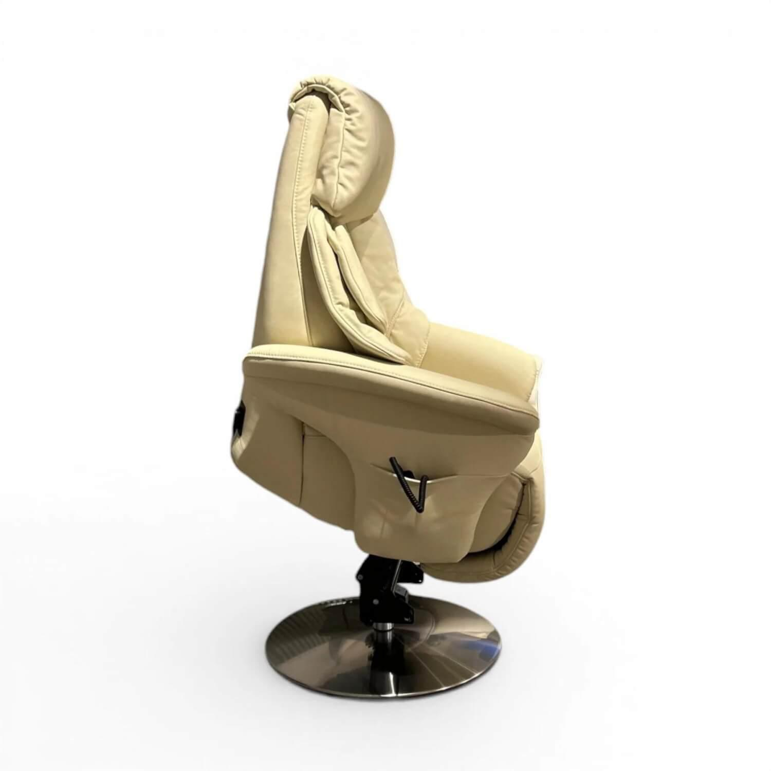 himolla - Sessel 7417 Easy-Swing Leder Longlife Auster Creme Tellerfuß Metall Edelstahloptik Inkl. 2-Motorische Aufstehhilfe - 5