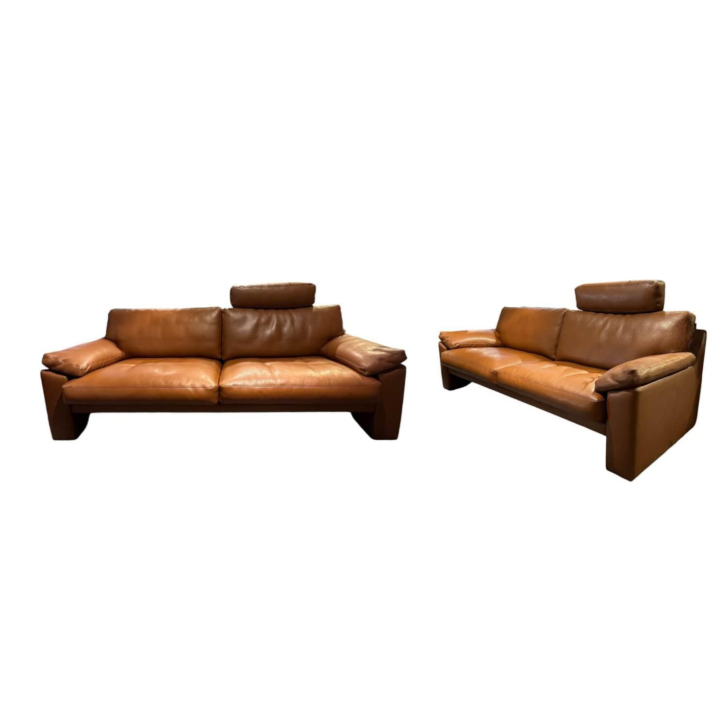 Erpo - 2er-Set Sofa 05550004 XC Leder N Tabac Nature 850 Braun Mit Einer Kopfstütze - 1