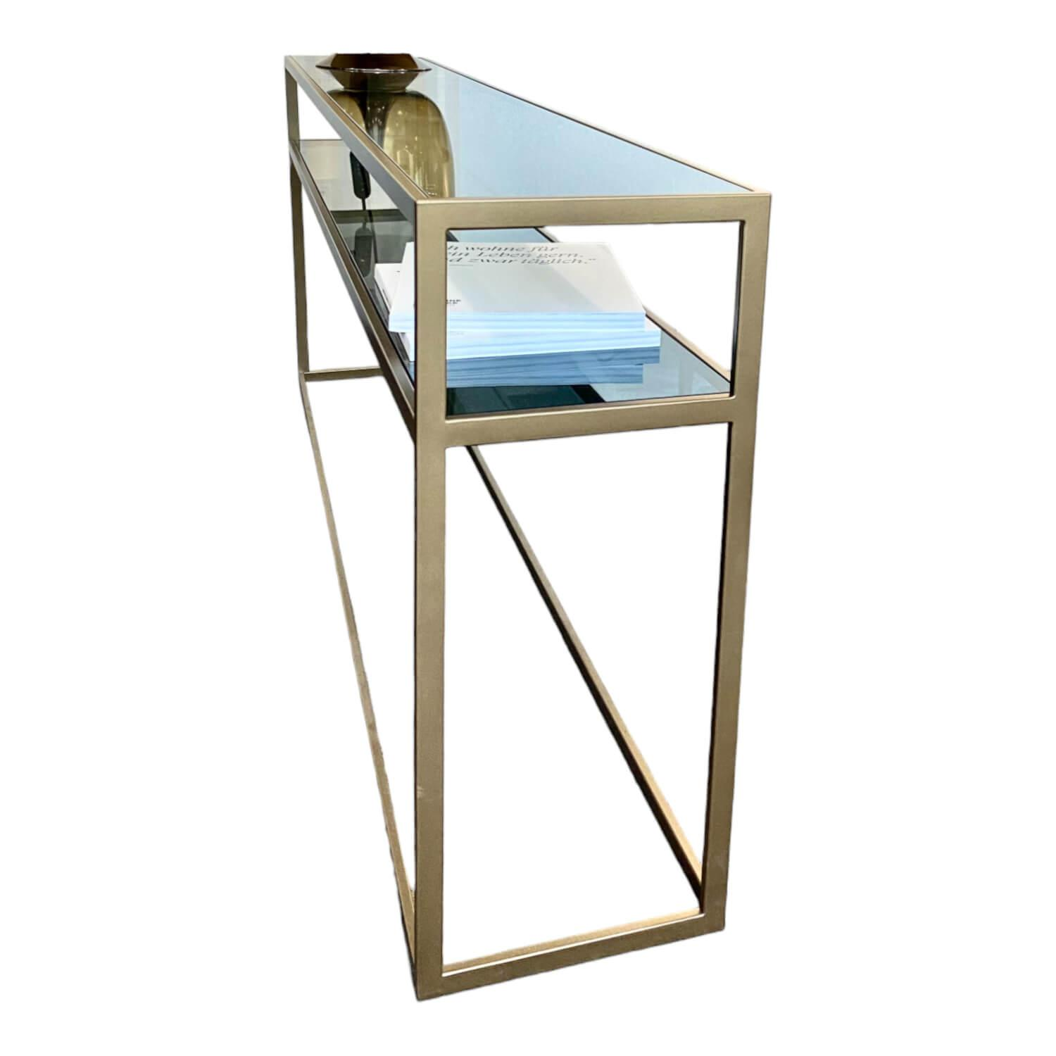 Christine Kröncke - Konsolentisch Cameo Platten Esg Smoked Glas Grau Metallgestell Bronze - 1