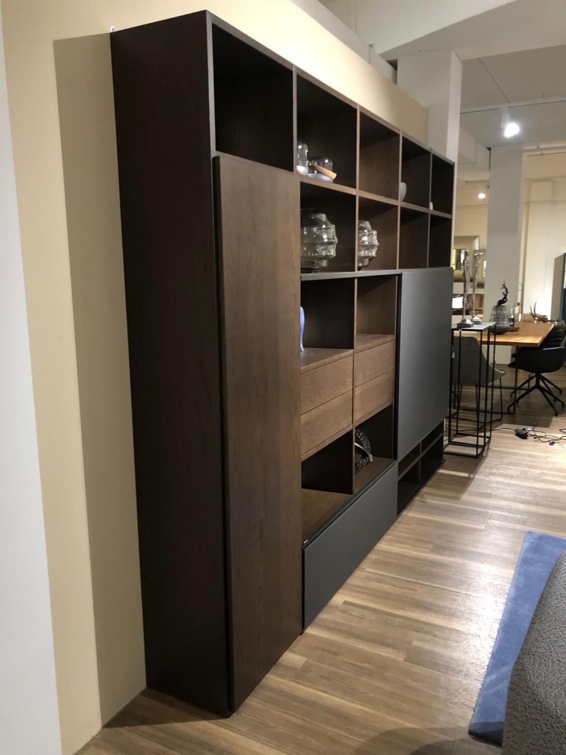 Sudbrock - Wall unit Focus Wild oak Coffe Dark brown Glass Cosmos Black Frosted Without decoration - 5