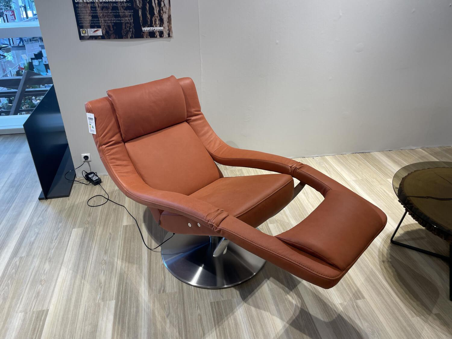 Koinor - Funktionssessel Yoko No2 Leder C Revolution Paprika Orange Drehteller Nickel Satiniert Motorisch Verstellbar - 5