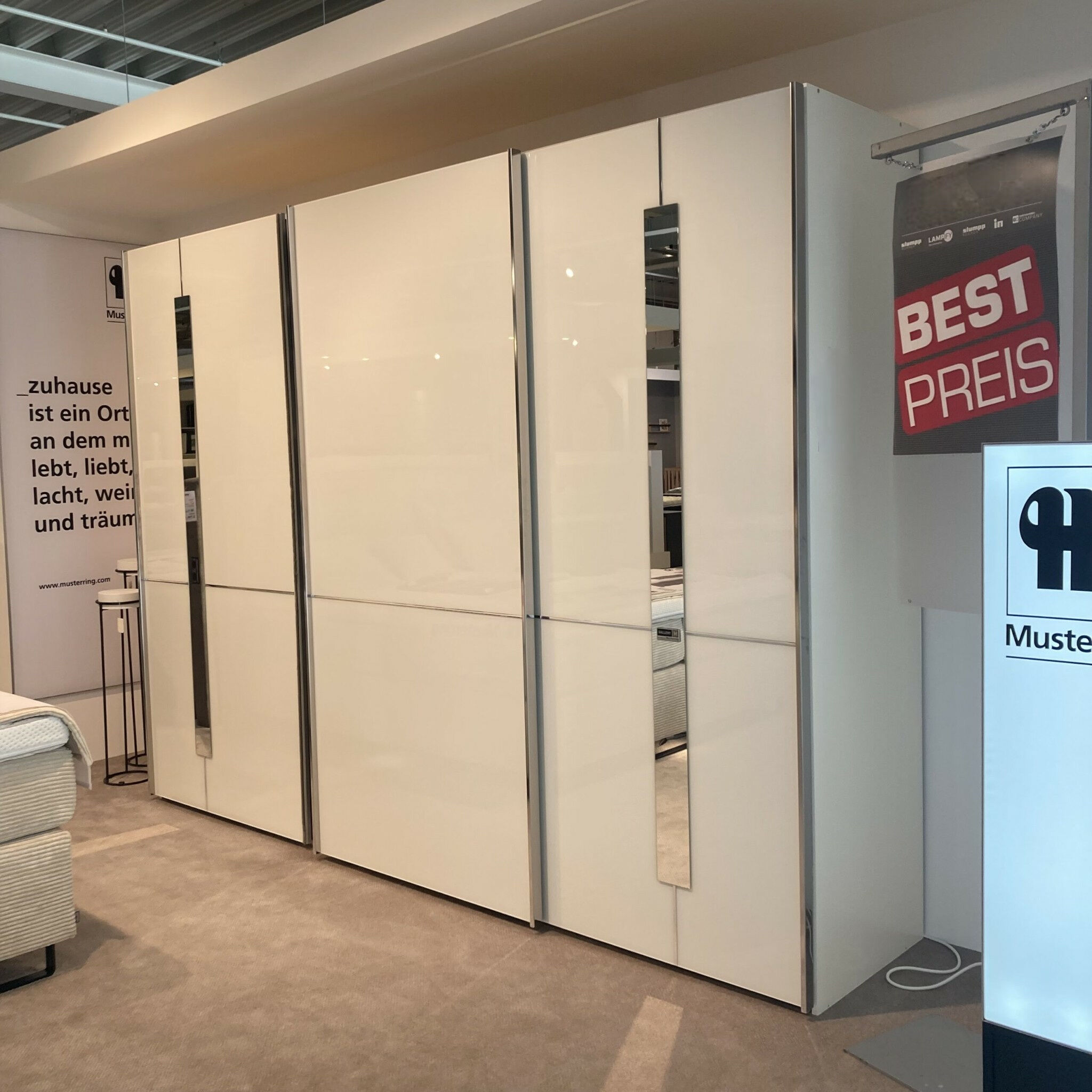 Musterring - Schwebetürenschrank Imola 746 Dekor Weiß Front Spiegel Glas - 6