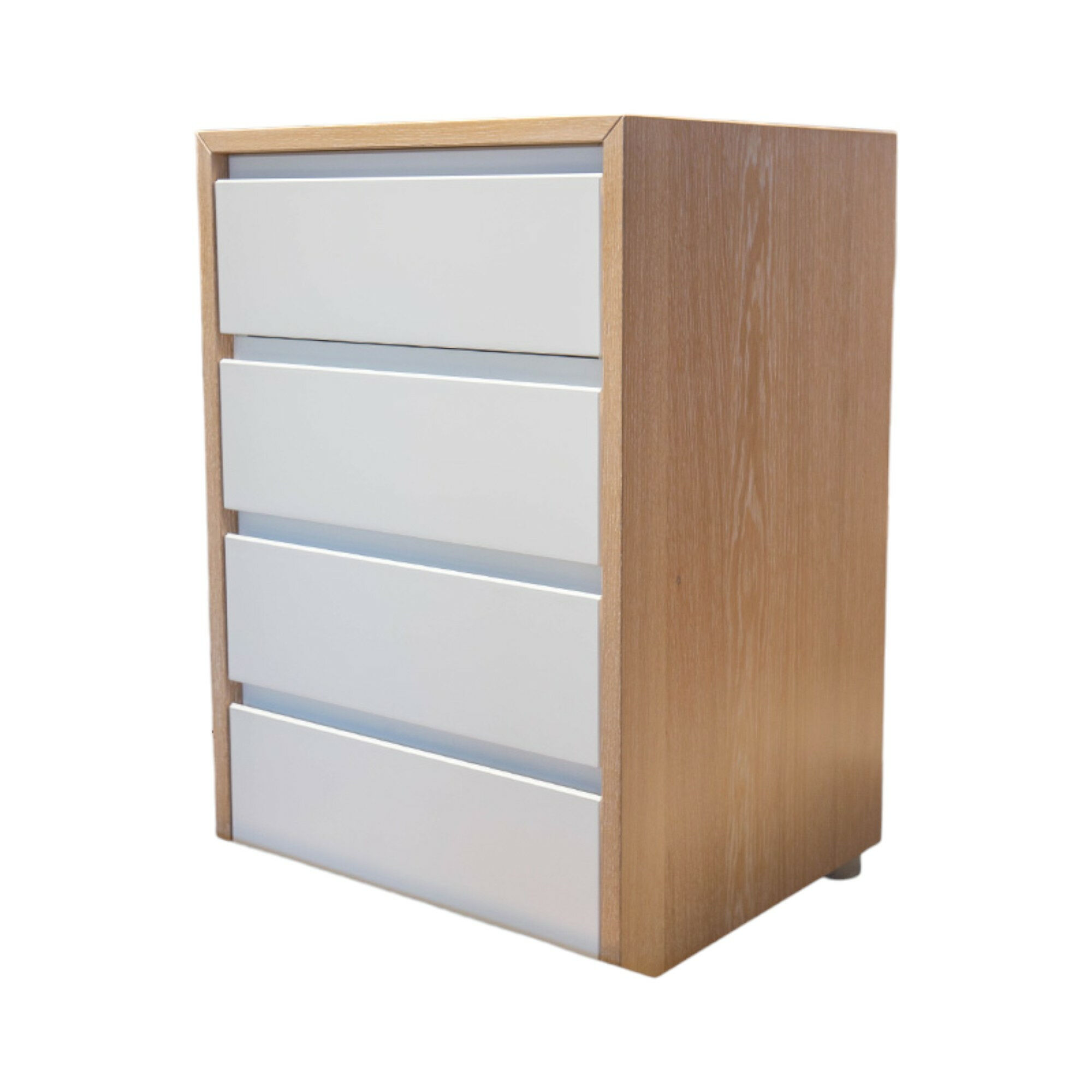 Cramer Holzmanufaktur - Sideboard Velare Eiche Weißöl Front Verkehrsweiß 9016 Füße Chrom Mit Schubkästen - 1