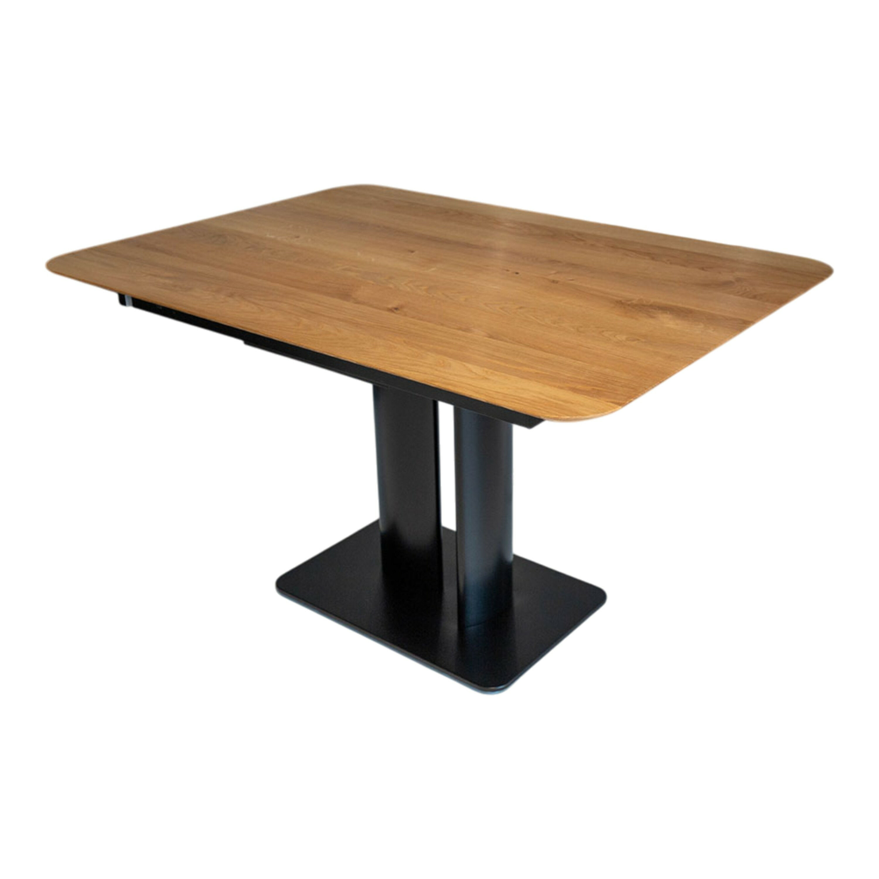 Bacher - Esstisch Tamino Ausziehbar Platte Eiche Massiv Natur Gewachst Gestell Lack Matt Tiefschwarz - 1