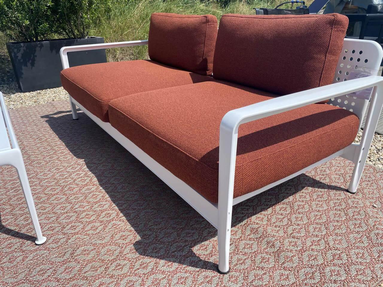 Knoll International - Gartensitzgruppe Schulz Kollektion Stoff Oasys Rust Braun Rot Gestell Und Rahmen Struktur Weiß Inklusive Kissen - 2