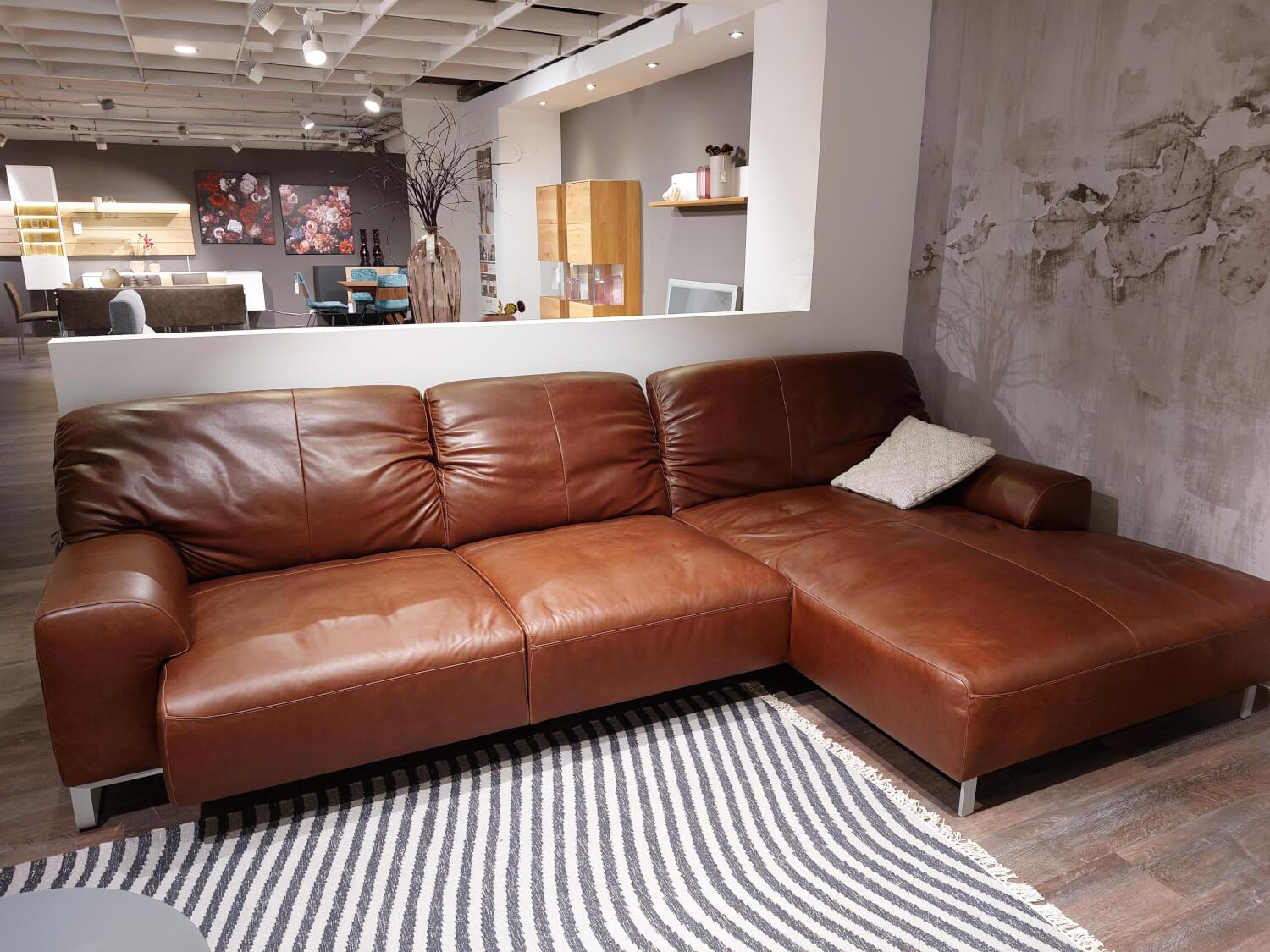 W. Schillig - Ecksofa Alessiio Due Bezug Leder Wax Chocolate Sitze Federkern Metallkufe Matt - 2
