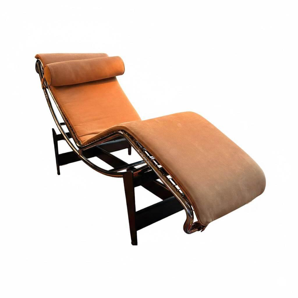 Cassina - Liege 4 Chaise Longue À Réglage Leder Braun Gestell Stahl Verchromt Und Schwarz Lackiert - 1
