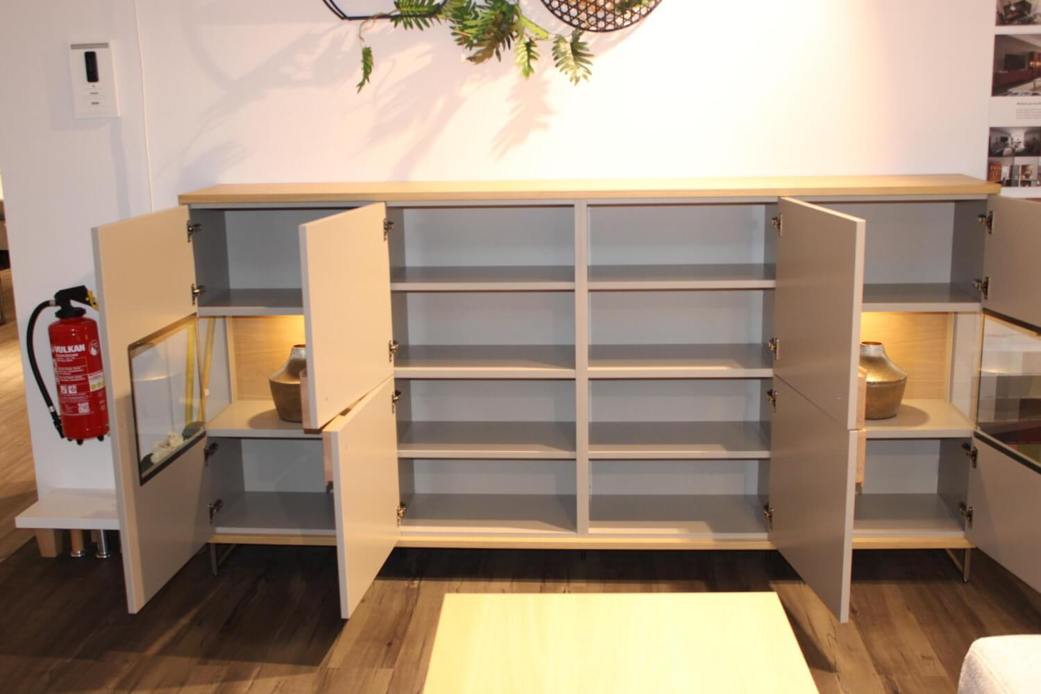 Rietberger Möbelwerke - Sideboard Lodano Lack Cashmere Eiche Sand mit Beleuchtung - 3