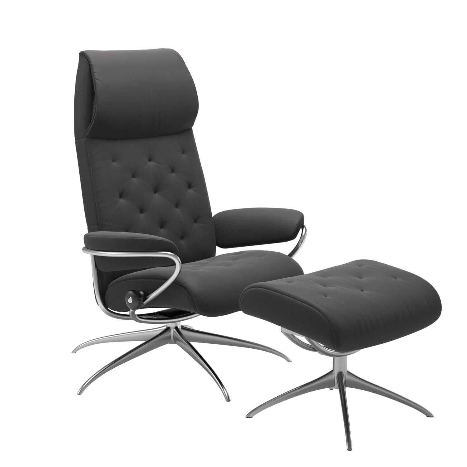 Stressless - Stressless Metro hohe Rückenlehne High Base Star Base Leder Paloma Rock mit Hocker - 1