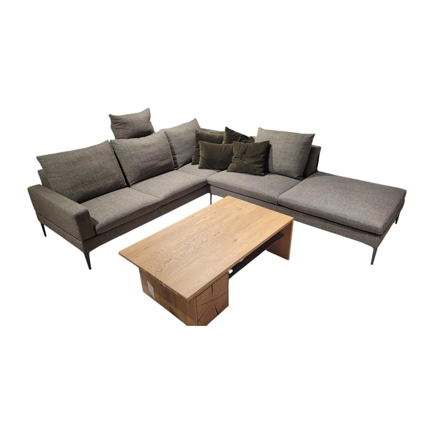 Jori - Ecksofa Tigra Landscape JR 2226 Stoff Siena C0006 Grau Grün Eckfuß Metall Schwarz Lackiert Mit Verstellbarer Armlehne - 1