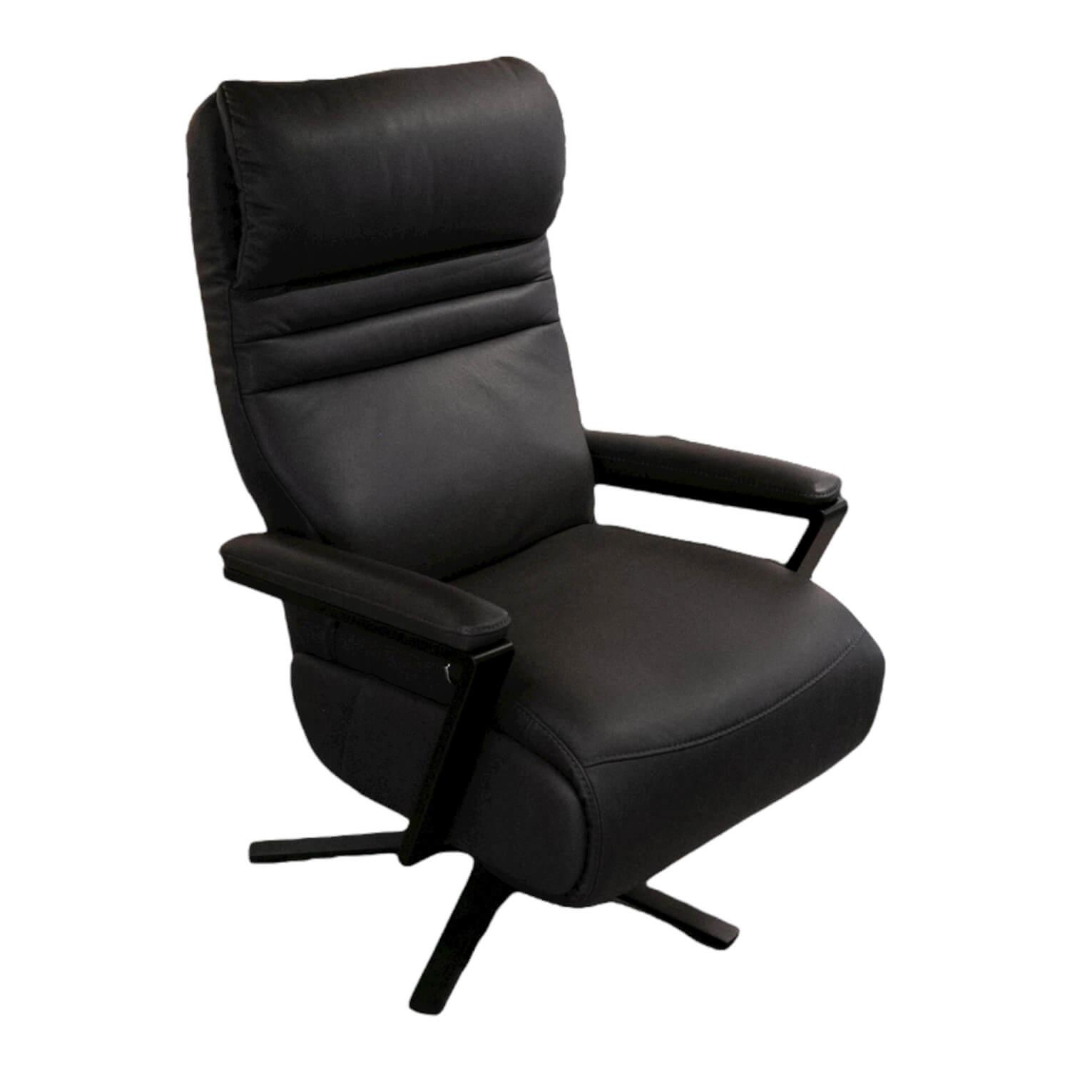 Steinpol - Relaxsessel Trapani Lounge Bezug Leder Evita Anthrazit Gestell Drehteller Stern Matt Schwarz - 1