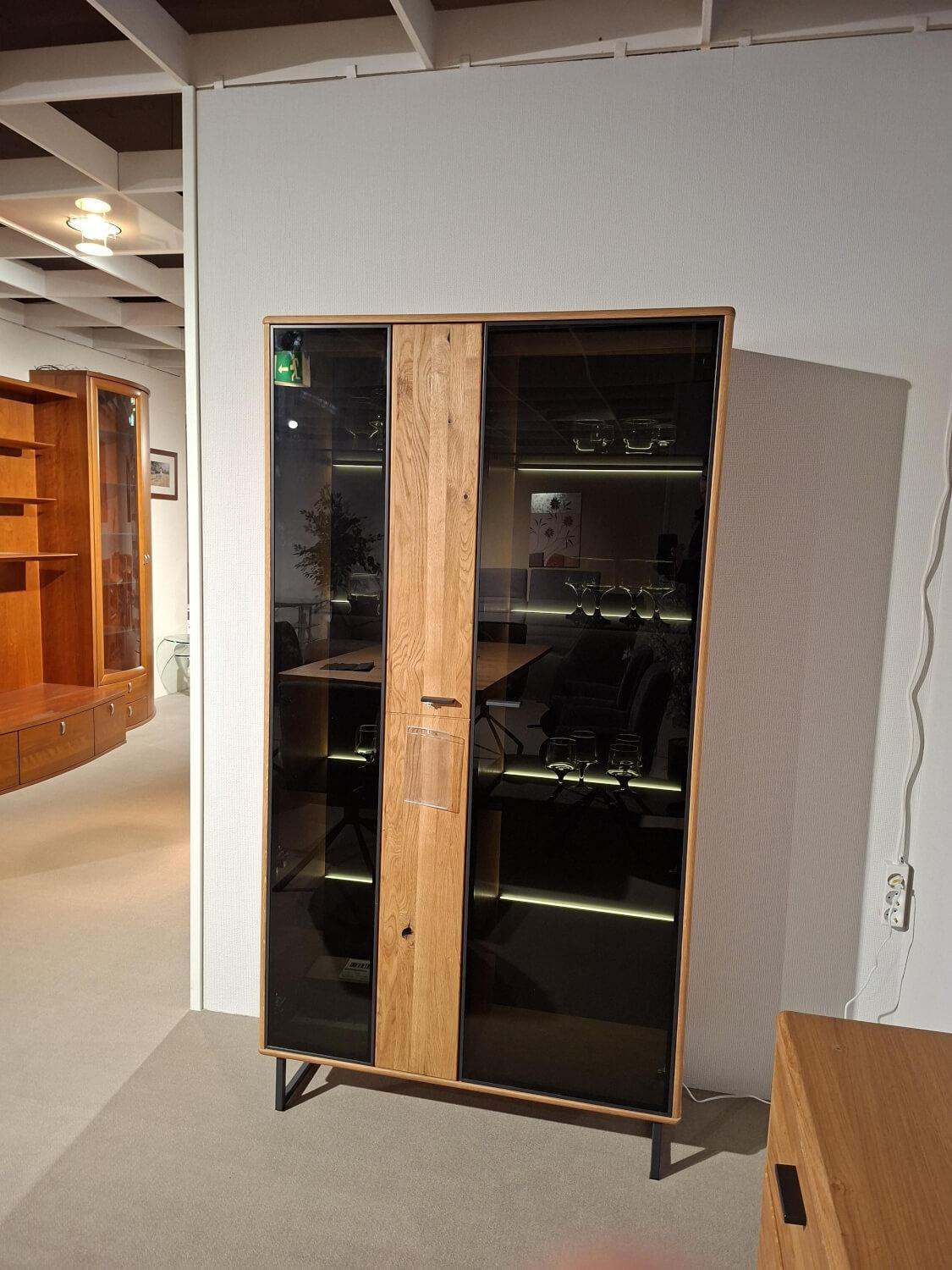 MCA Furniture - Kombivitrine Arezzo Wildeiche Geölt Glas Anthrazit - 4