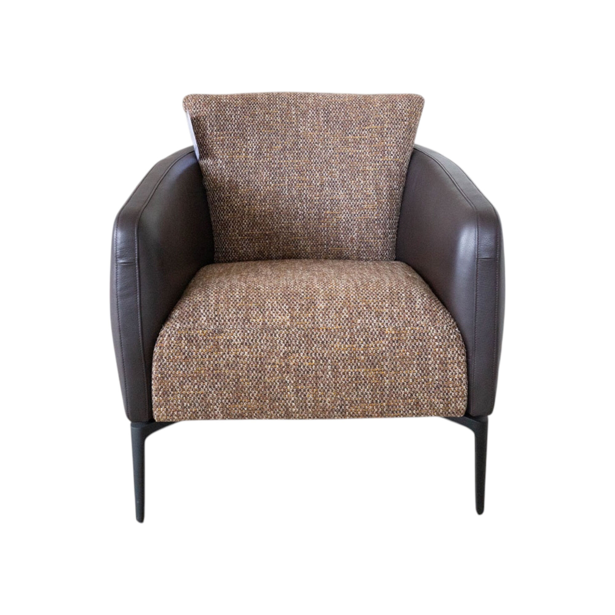 Jori - Sessel Sophia City Innen Stoff Mamaye C0204 Hellbraun Meliert Außen Leder Lipano Fondente Braun Füße Metall Schwarz - 1