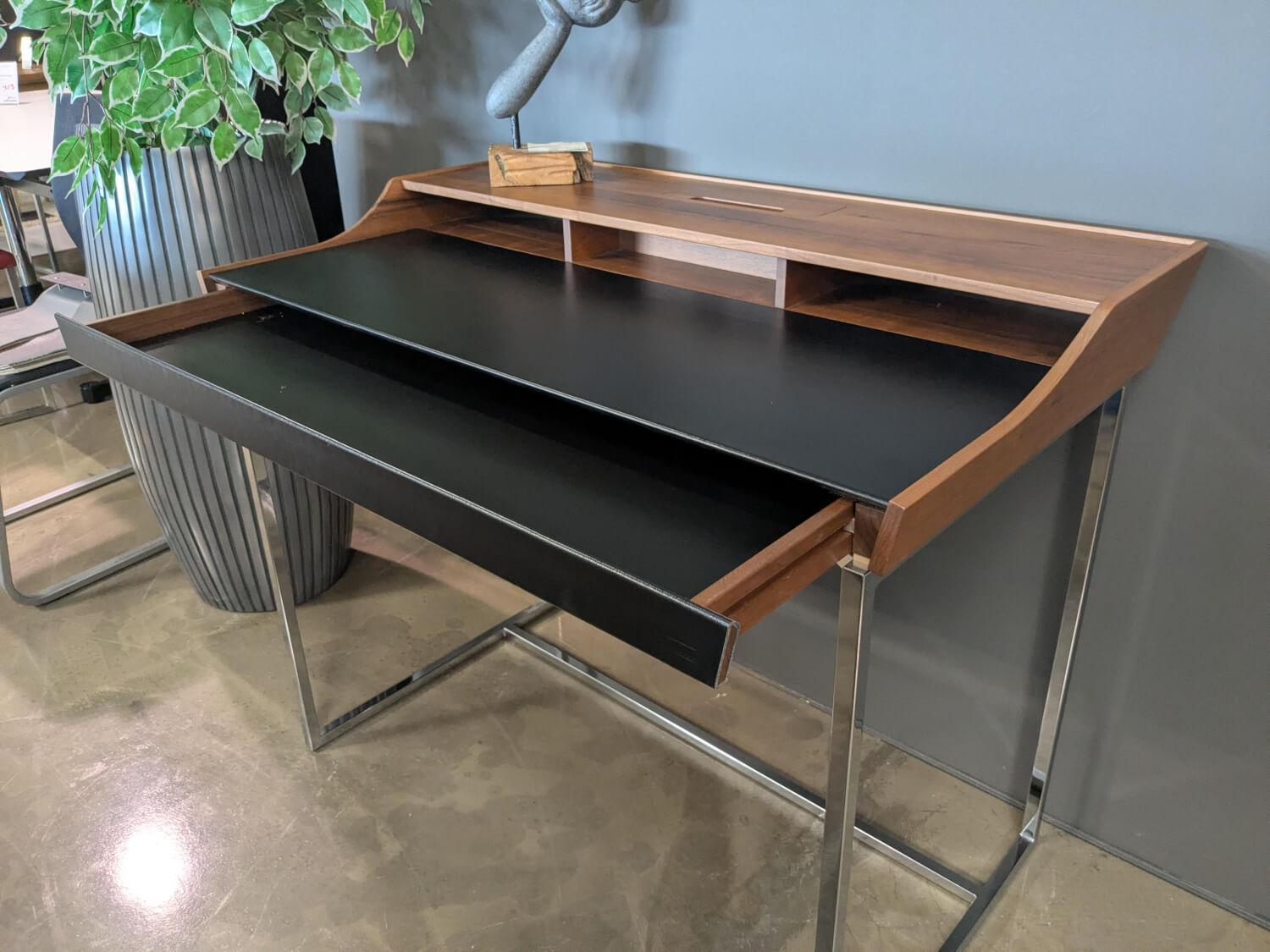 Jori - Sekretär JR-d101 Nussbaum mit Lederauflage Vege Black - 4