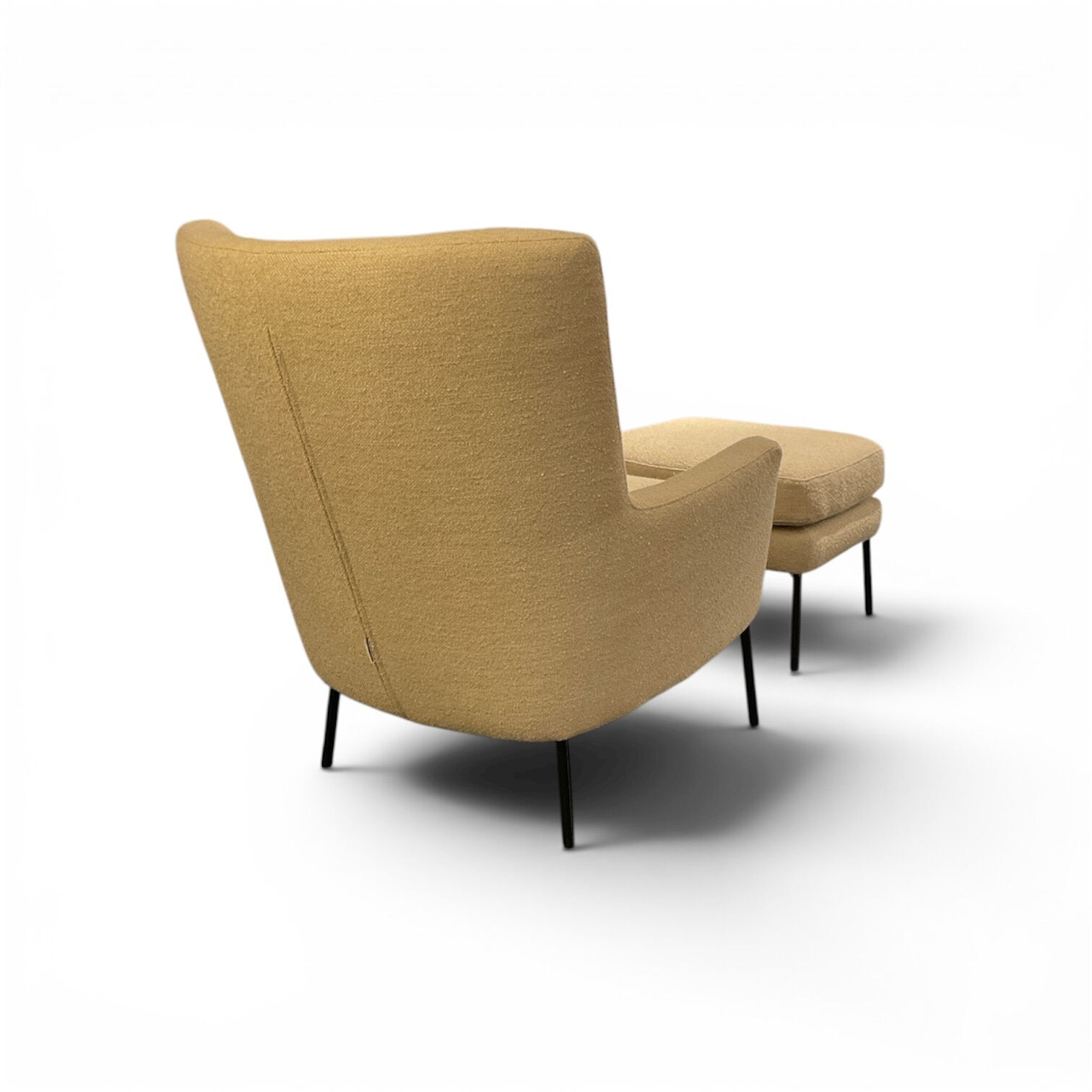 Casamobile Living - Sessel Boston Stoff Heather 2 Light Beige Gestell Metall Schwarz Inklusive Fußhocker  - 2