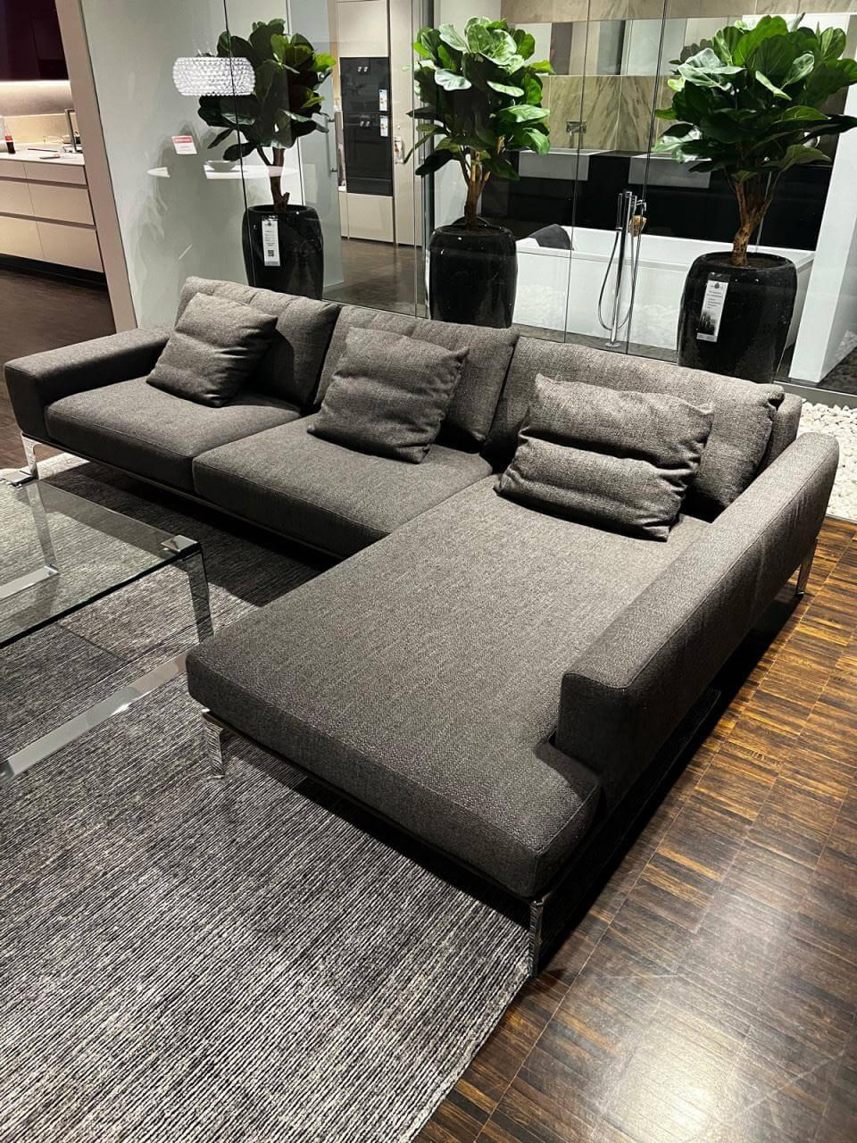 Bielefelder Werkstätten - Ecksofa Spirit 10923 Stoff Joelle B Schlamm Grau Füße Chrom Glänzend - 2