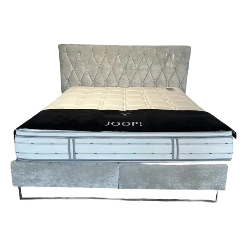 JOOP! - Polsterbett Cubic Chesterfield Stoff Grau Gestell Chrom - 1