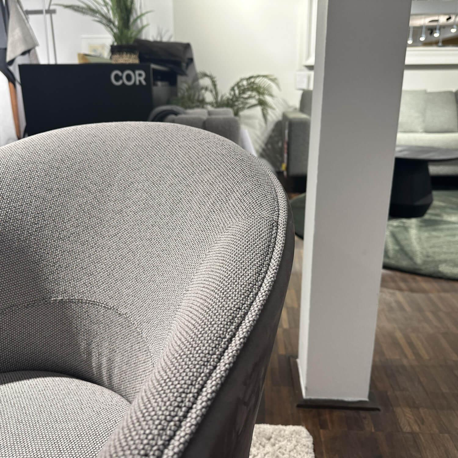 COR - Sessel Roc Innen Stoff 12029 Rauchgrau Außen Leder Puro 683 Taupe Grau Drehteller Metall - 4