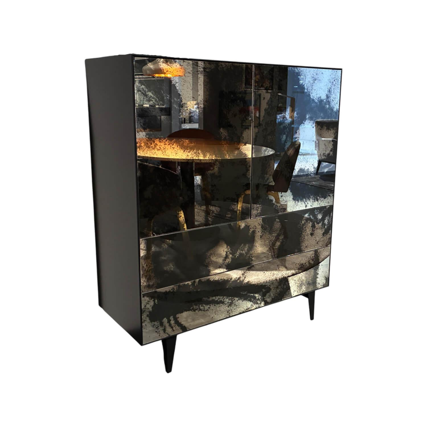 Piure - Highboard Nex Glamour Front Lack Ml02 Luna Silber Schwarz Korpus Und Gestell Mattlack P43 Coal Schwarz - 1