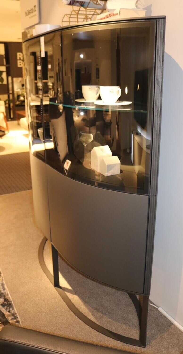 Hülsta - Highboard Navis Geschwungenes Glas Strukturlack Anthrazit - 4