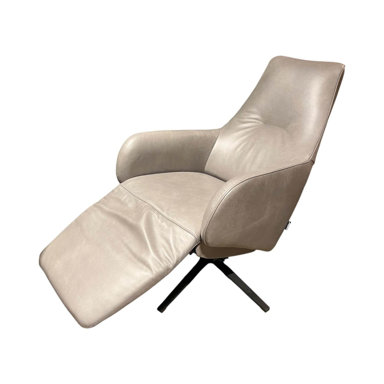 Contur - Drehsessel Noto Relax Leder L30 Eisengrau Gestell Metall Schwarz Lackiert - 1